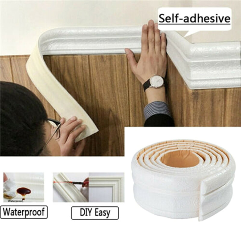3D Pattern Sticker Wall Trim Line Skirting Border Decoration Self Adhesive Household For Living Room DIY Background Embossed
