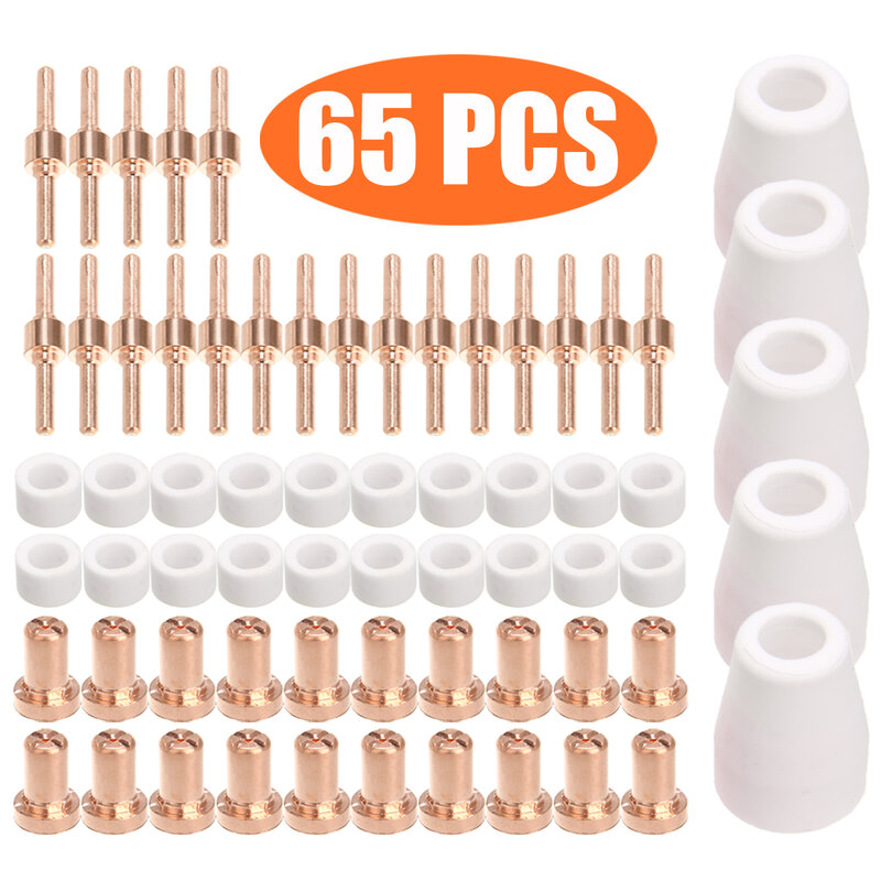 Kit de boquillas y electrodos de punta de cortador de Plasma, accesorios consumibles para PT31, corte 30, 40, 50, herramientas de soldadura, 65 Uds.