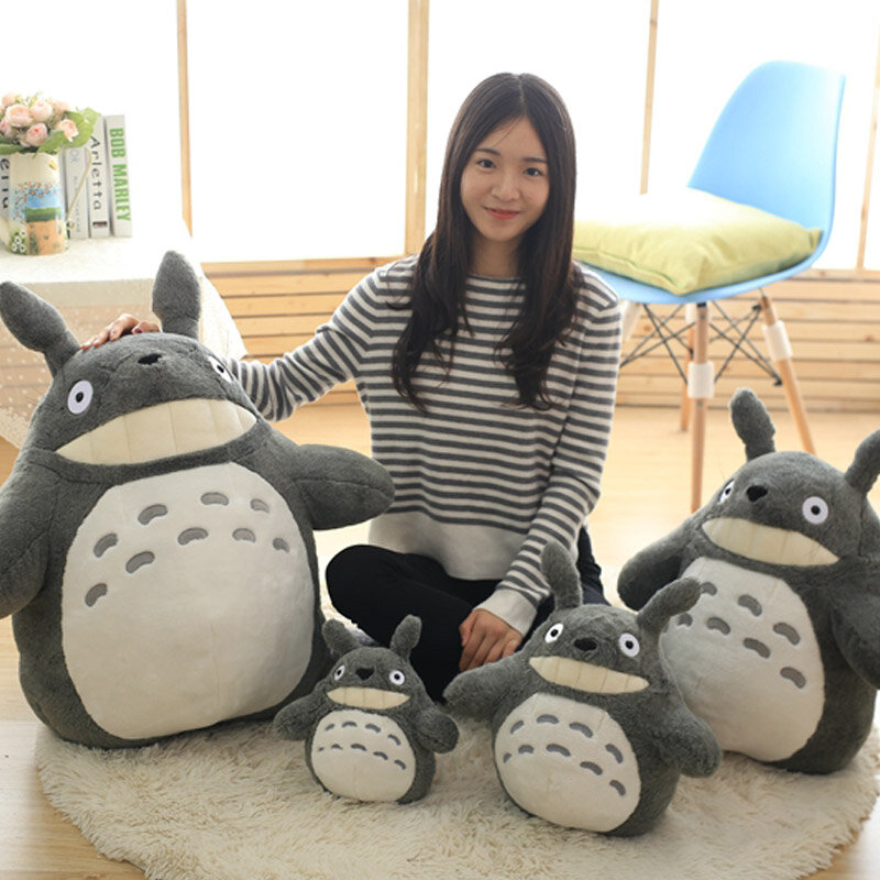30-70cm urocza Totoro pluszowe zabawki nadziewane miękkie Kawaii postać z kreskówki lalki z liści lotosu lub zęby prezenty dla dzieci
