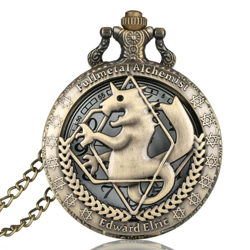 Tasche Retro Silber Quarz Taschenuhr Männer Mode Japanischen Anime Fullmetal Alchemist Halskette Fob Uhren Kid Geschenk für Uhr