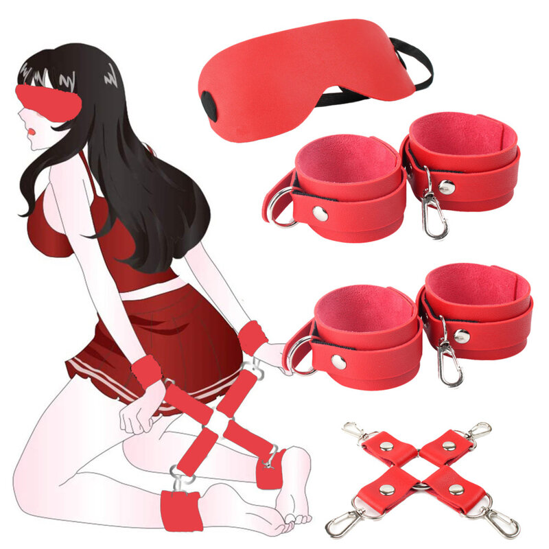 Набор для бондажа под кроватью Красный Регулируемый фетиш бдсм спина крест наручники Eyemask секс-игрушки набор для пар игры для взрослых