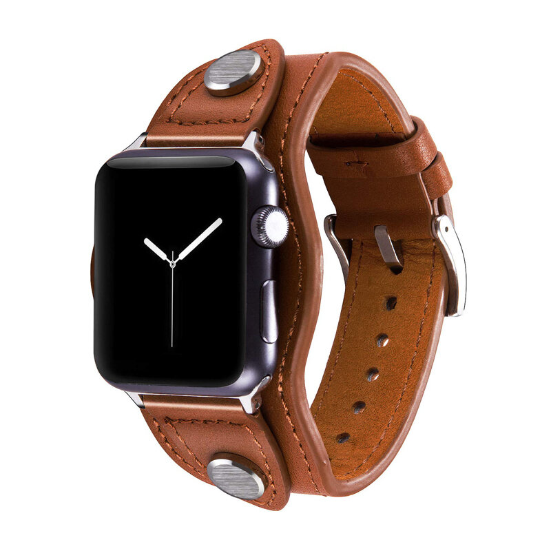 Correa de moda para apple watch, correa de 44mm, 40mm, 42mm y 38mm para iwatch series 6/5/SE/4/3/2, accesorios de pulsera de cuero genuino
