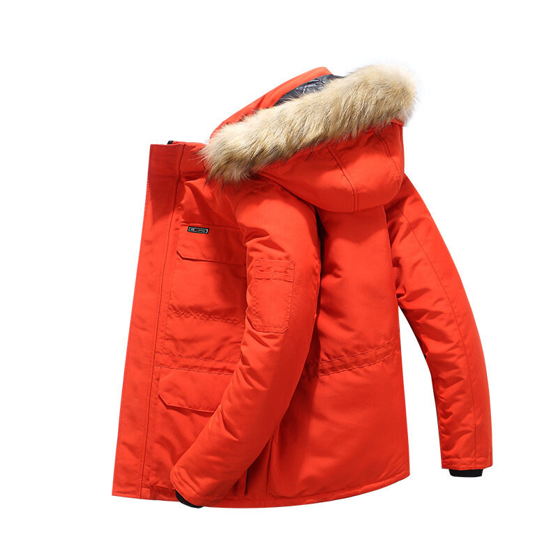 Зимняя мужская куртка размера плюс, Повседневная ветровка, Толстая Теплая мужская парка с воротником из искусственного меха, уличные мужск...