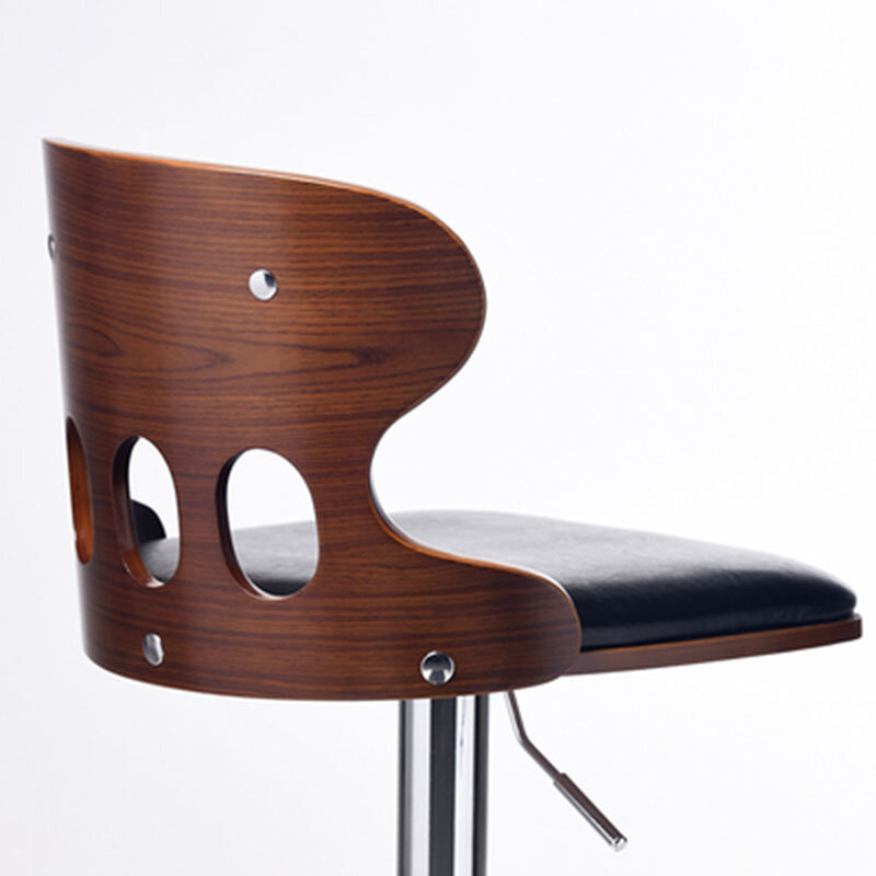 Cadeira de bar europeia, moderna, simples, com encosto, pé alto, madeira sólida, giratória, para uso doméstico, cafeteria, leite e chá