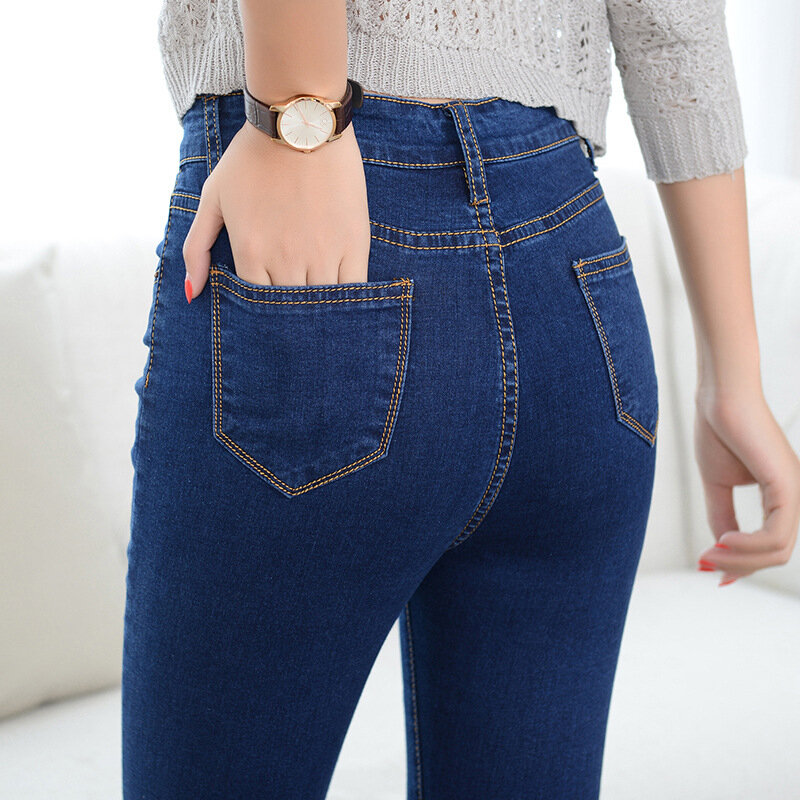 2020 new plus size women's jeans casual all-match slim jeans high quality
