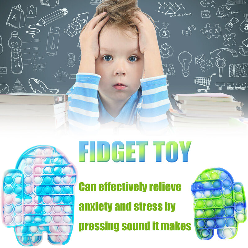 Brinquedos sensoriais da inquietação da bolha do impulso do tamanho grande, grande tie-tintura 58 pops necessidades especiais do alívio do estresse para adultos das crianças (pacote 2)