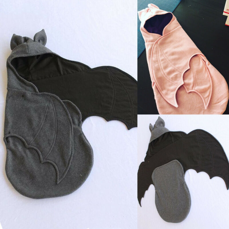 Pudcoco ทารกแรกเกิดถุงนอนผ้าฝ้ายนุ่มทารก Swaddle ผ้าห่มการ์ตูน3D ปีก Bat ผ้าห่ม0-6M