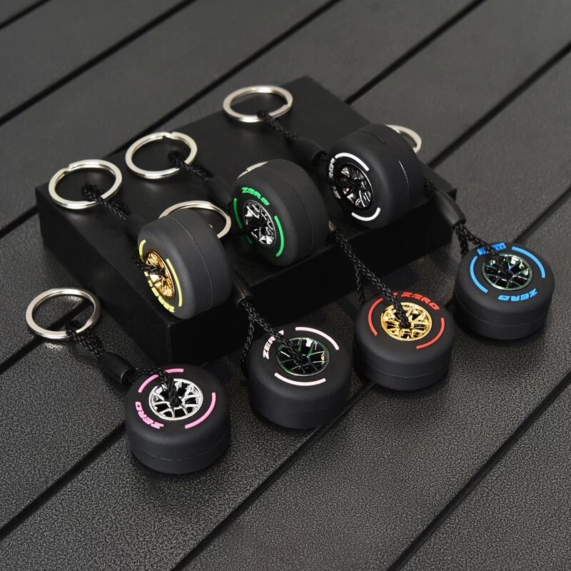 2021 nowy odpinany piasta opona brelok luksusowy Unisex brelok do kluczyków samochodowych pierścień Mini F1 Racing Wheel bagaż bransoletka z kluczem prezenty akcesoria