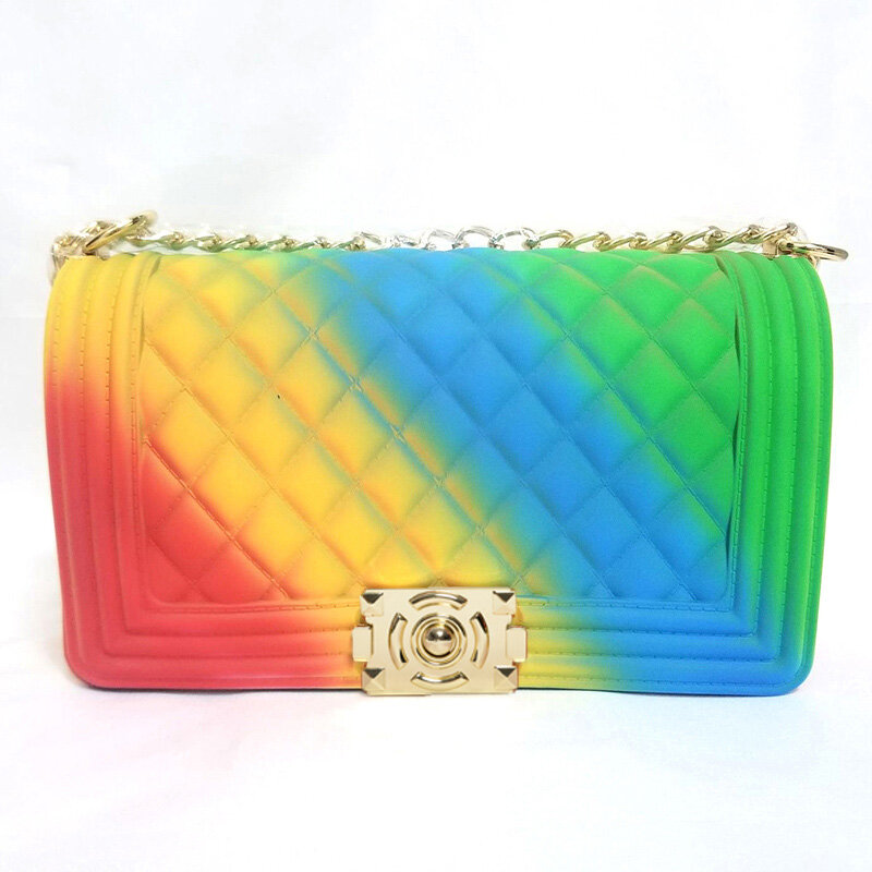 GW Wholesale Summer Candy Messenger Handbags Shoulder Crossbody Bag Ladies Wallet Colorful Rainbow Jelly Purses For Women