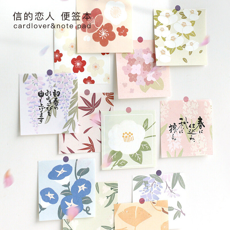 30 Lembar Kreatif Seri Bunga Memo Pad Dekorasi Bahan Kertas Notebook Kolase DIY Jurnal Perlengkapan Sekolah