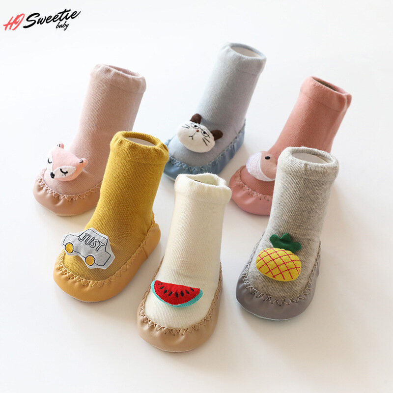 Cute Baby Socks with Rubber Soles Infant Sock Newborn Autumn Winter Children Floor Socks Shoes Anti Slip Soft Sole Sock
