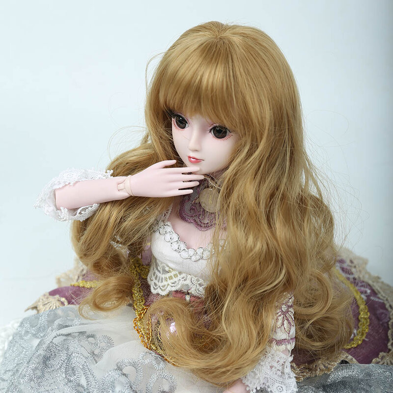 Bybrana peruca estilosa sd msd 1/3 1/4, perucas longas e marrom, acessórios para bonecas de cabelo de fibra de alta temperatura