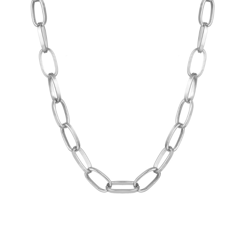 Colar de corrente de aço inoxidável longo hip hop para mulher masculino no pescoço moda jóias presente acessórios cor prata gargantilha