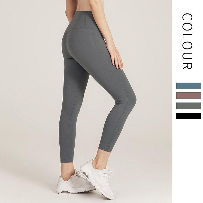 Women's Sports Pants Solid Color Elasticity Yoga Leggings For Fitness High Waist Pant Trousers Tights Sportpants For Women