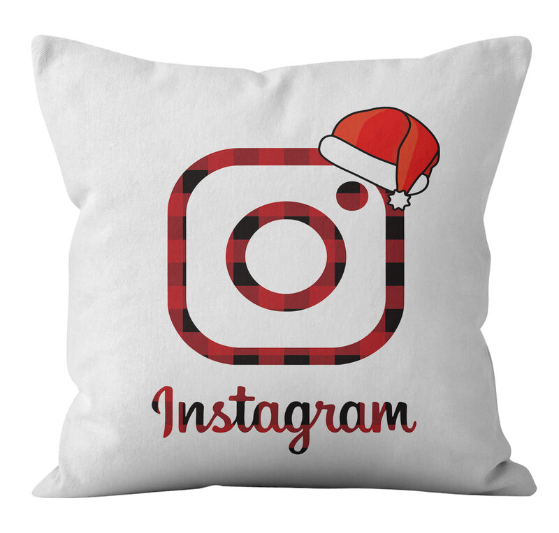 Приложение логотип Подушка Чехол в клетку от приложений социальных сетей, с рождественской шляпой, наволочки для украшения дома, дивана, ст...