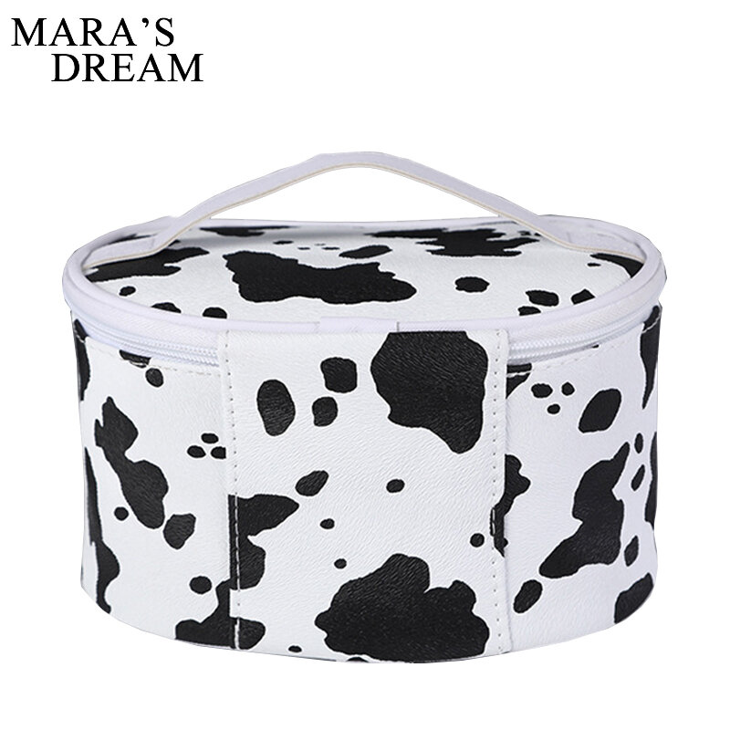Mara's Dream Cow Pattern Waterproof Cosmetic Bag Outdoor Girl Makeup Bag High Capacity Lady Toiletries Organizer Convenient