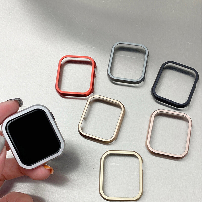 Protective Cover for apple watch 7/SE/6/5/4/3/2 44mm 40mm 42mm 38mm 45mm 41mm iwatch case metal shell Anti-Scratch Metal Frame