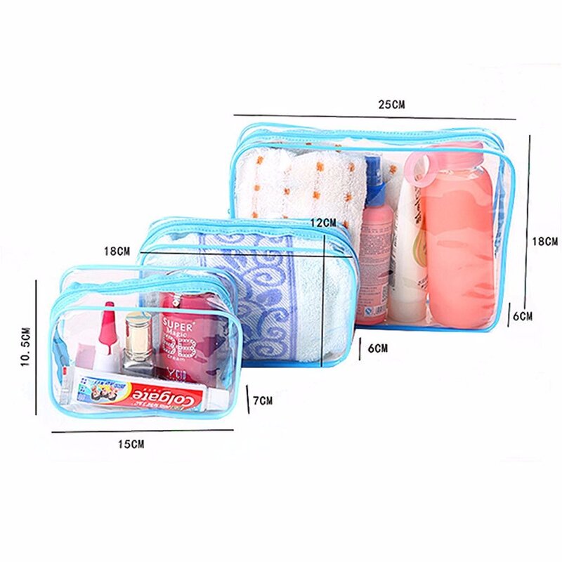 NEW Travel PVC Cosmetic Bags Clear Zipper Makeup Bags Organizer Waterproof Beauty Organizer Storage Pouch Transparent Women Box