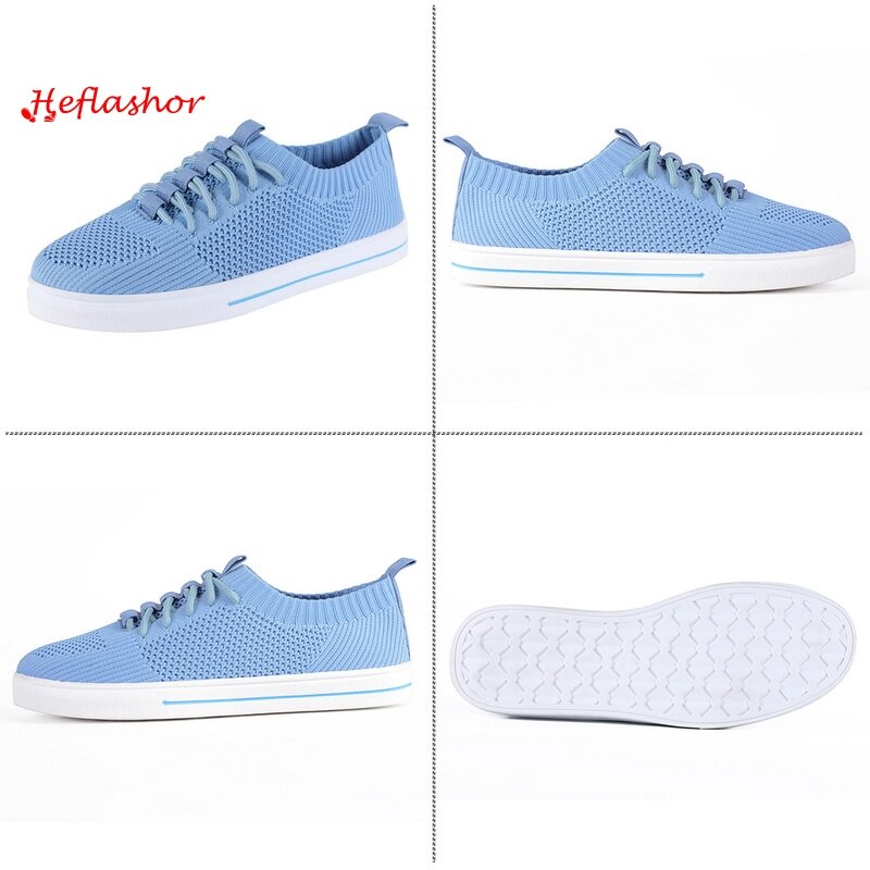 Women Casual Shoes Summer New Solid Color Lace-up Flat Shoes Outdoor Breathable Comfortable Jogging Sports Shoes Zapatos