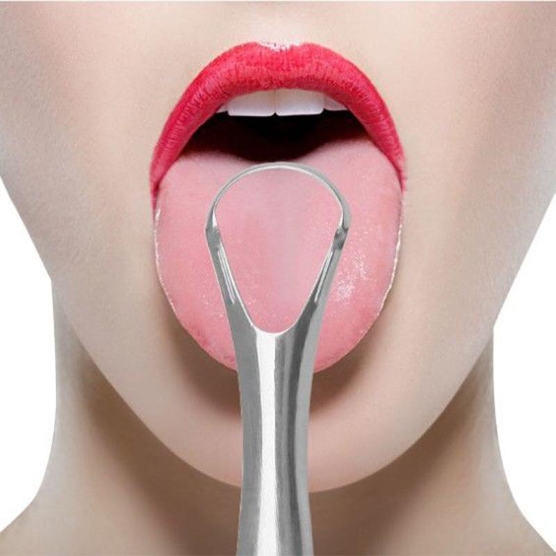 1PC 유용한 혀 스크레이퍼 스테인레스 스틸 구강 혀 클리너 의료 입 브러쉬 재사용 가능한 신선한 호흡 메이커