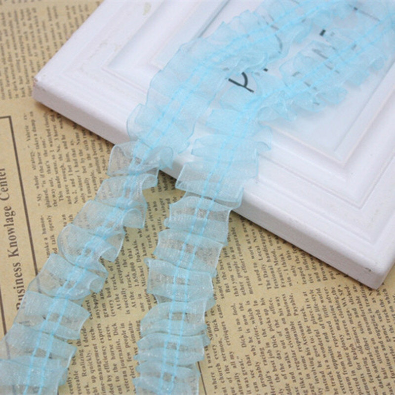 1M Latest Laces High Quality Lace Fabric 2.5cm Guipure Sky Blue Lace Trim Collar Tulle Ribbon Fabric Dress Sewing dentelle LQ40