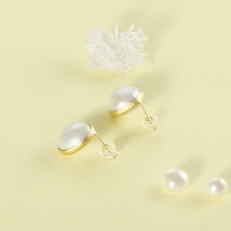Pendientes de plata de ley 2021 con perlas naturales Edison cultivadas en agua dulce para mujer, joyería hecha a mano, 925