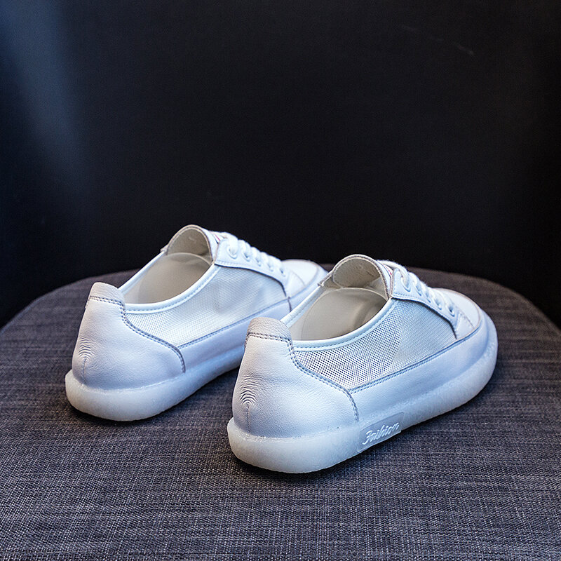 AIYUQI – baskets en cuir véritable pour femmes, chaussures d'été décontractées en maille, grande taille, pour étudiantes, nouvelle collection 2021