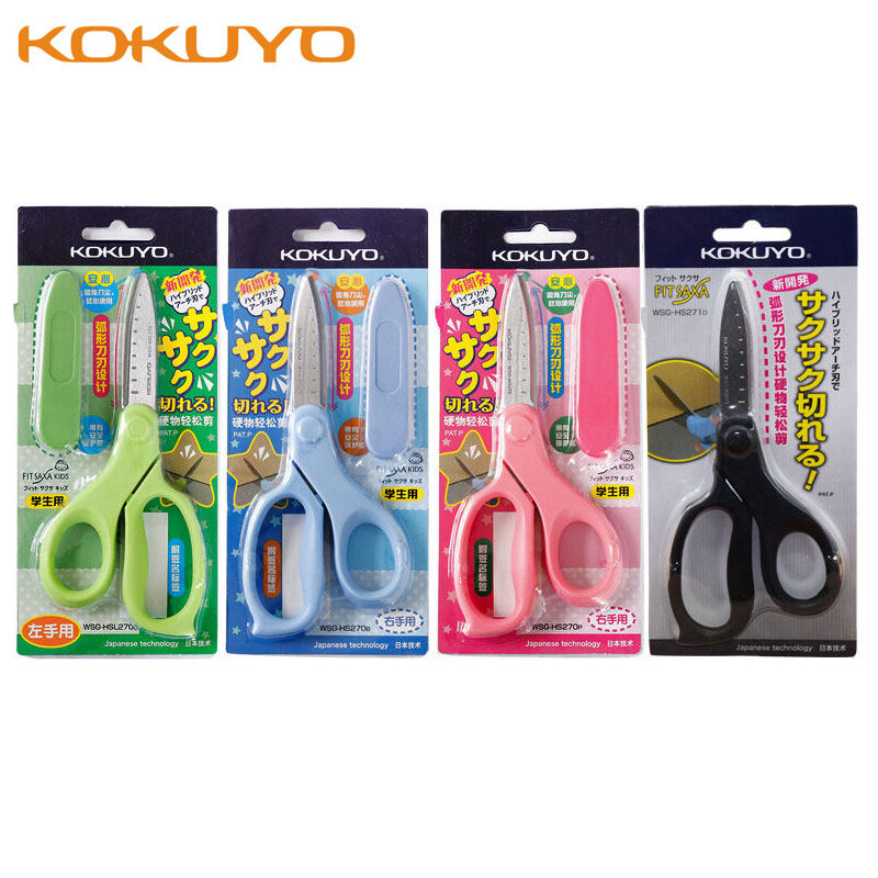 KOKUYO – ciseaux pour enfants gauchers ou droitiers, bricolage, pour étudiants, outils de coupe du papier Standard WSG-HS27, lame à Angle plat sûre