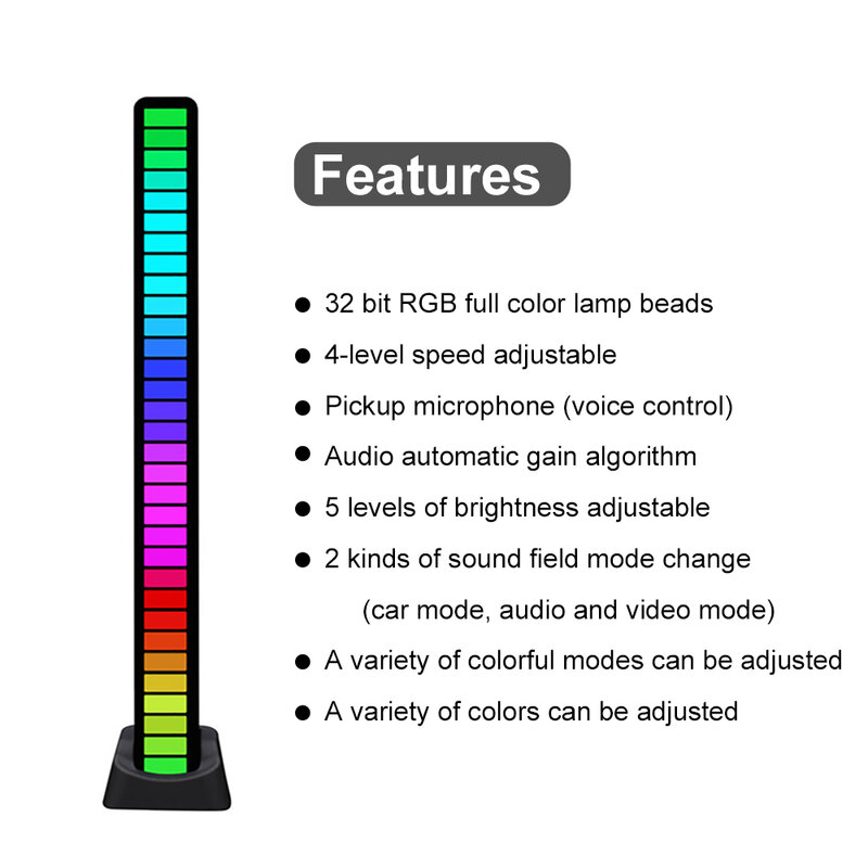รถ LED ไฟควบคุมเสียงรถกระบะจังหวะเพลงบรรยากาศหลอดไฟ Led RGB ที่มีสีสันหลอด USB สำหรับอุปกรณ์เสริมบ...