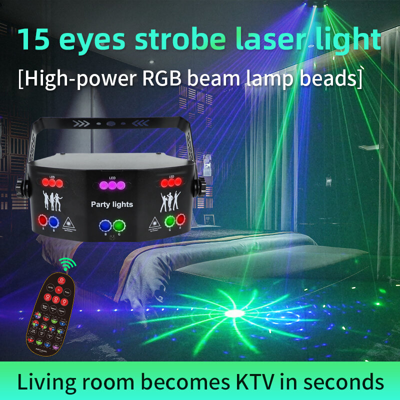 YSH15-luces láser de escenario para fiesta en casa, proyector de luces LED estroboscópicas con DMX para DJ, fiesta en casa, decoración de música para Club de fiesta