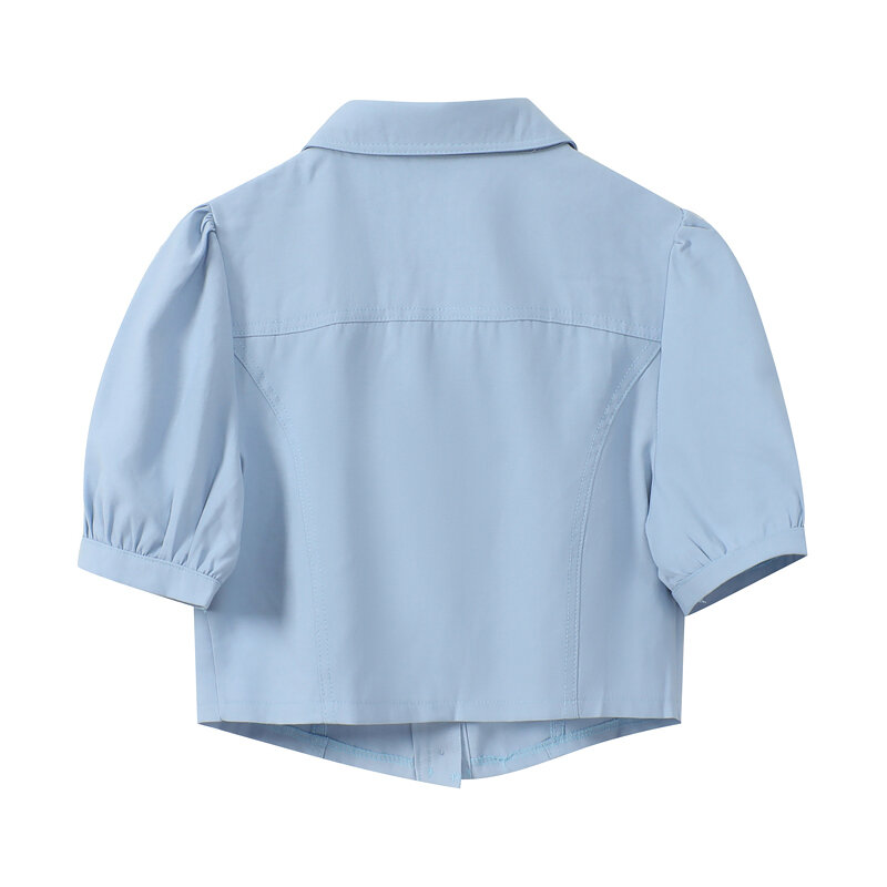 Blusa de manga corta con botones para verano, camisa Vintage gótica con abertura en el pecho para mujer, 2021
