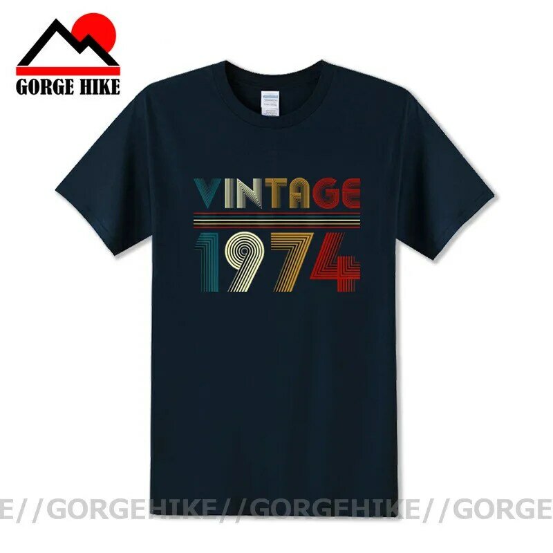 GorgeHike в винтажном стиле; Мужские футболки в винтажном стиле 1974 футболки для мужчин подарки на день рождения забавные хлопковые футболки для ...