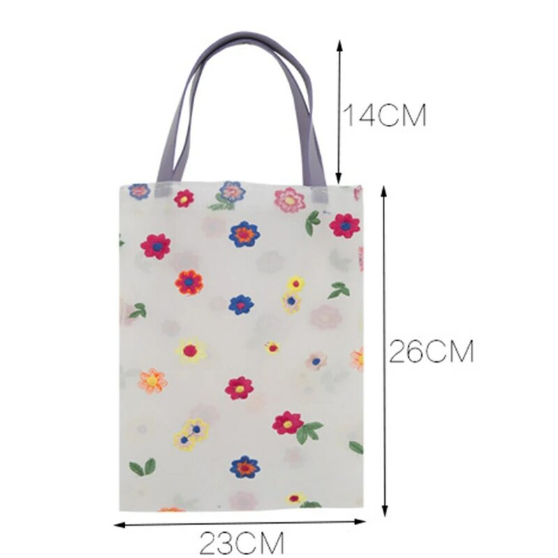 3D刺繍ポータブルショッピングバッグ半透明スモールメッシュバッグ再利用可能なエコ食料品トートバッグ女性クリア収納ハンドバッグ