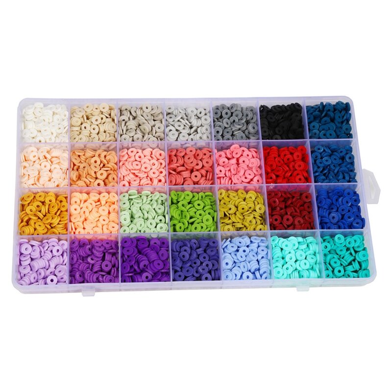 Arcilla polimérica de colores mezclados, cuentas de 6mm con caja de rejillas de plástico, juguetes artesanales para niños L41B