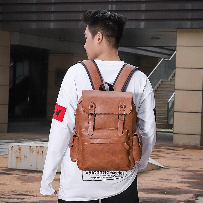 YILIAN-mochila de negocios para hombre, bolso de hombro deportivo de gran capacidad, de cuero suave, a la moda, para ordenador