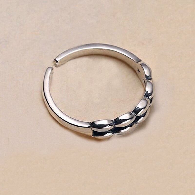 Moda prosty srebrny kolor ziarna ryżu koraliki pierścienie dla kobiet otwórz regulowany palec serdeczny wesele pierścień biżuterii