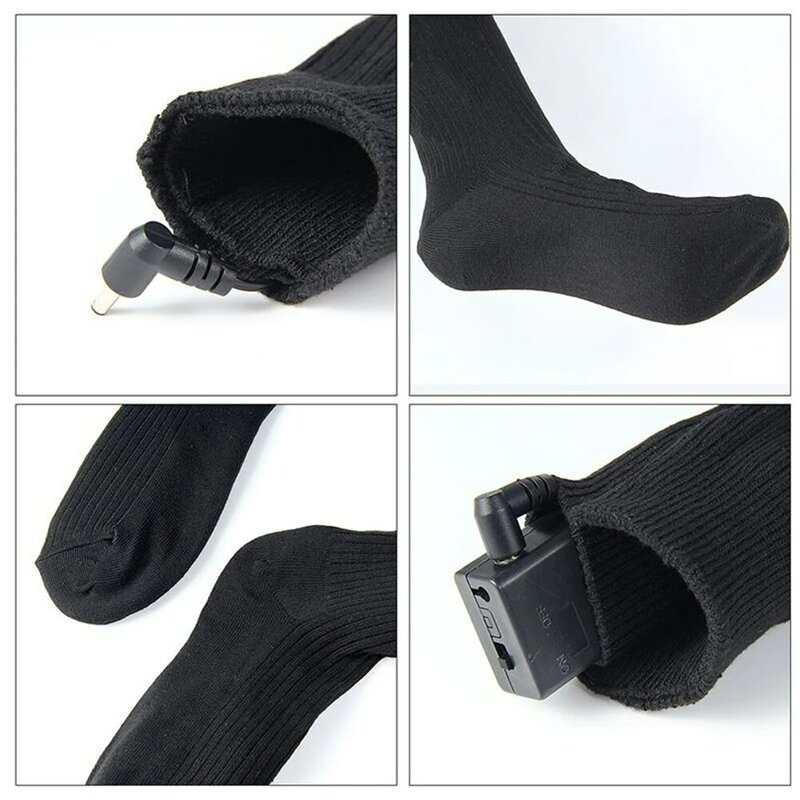 Chaussettes chauffantes électriques réglables, 1 paire, avec batterie Rechargeable, pour pieds froids chroniques, grande taille, chargeur USB