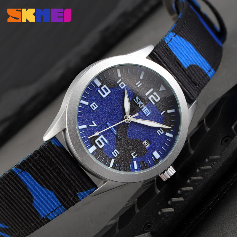SKMEI-Reloj Automático para hombre, cronógrafo de pulsera mecánico informal, clásico, resistente al agua, diseño Original