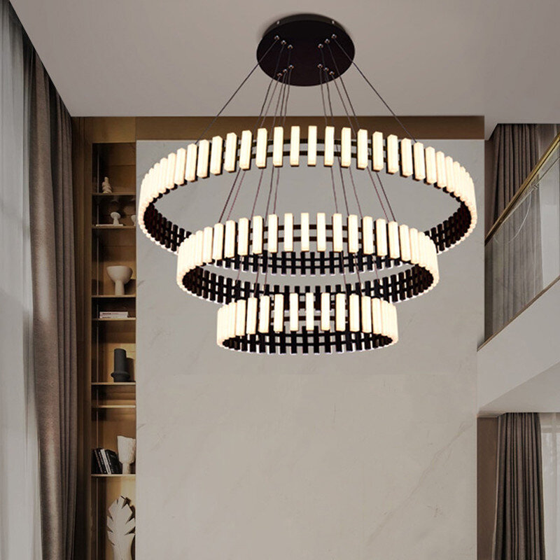 Artpad Postmodern Led Chandelier for Living Room Kitchen Loft 1/2/3 Rings Circle Suspension Light Fixtures 220V Warm Light