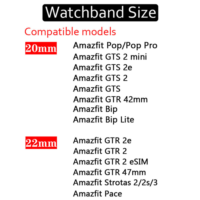 Pulseira de silicone para amazfit pop pro/gts 2e 2 mini amazfit bip/pace stratos 2s/3 gtr 47mm 42mm 2/2e banda 20/22mm pulseira s/l tamanho