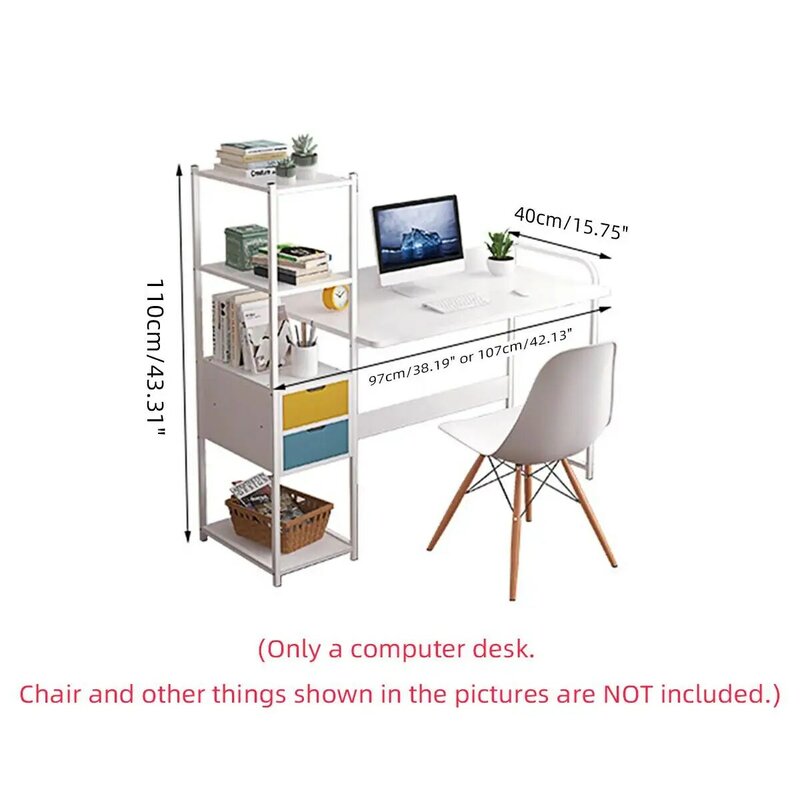 Grand bureau d'ordinateur en bois bureau d'ordinateur portable Table d'écriture bureau d'étude avec tiroirs étagères meubles de bureau PC ordinateur portable poste de travail maison