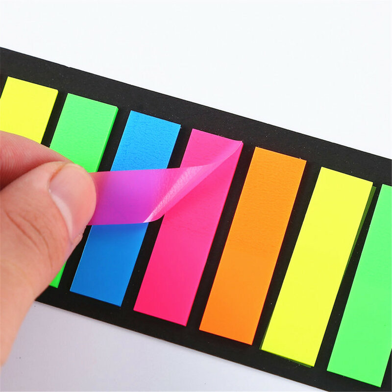 200 fogli fluorescenza Self Memo Pad note adesive simpatico segnalibro Marker Memo Sticker carta studente forniture per ufficio