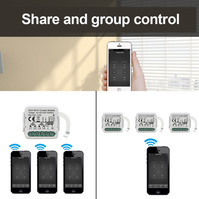 Lonsonho WiFi Modul Sakelar Tirai Pintar 1 2 Gang untuk Motor Buta Tuya Smartlife Kontrol Nirkabel Alexa Google Home Kompatibel