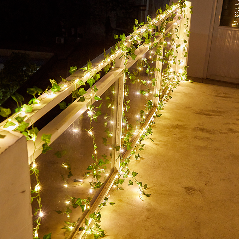 Luces solares de hadas de Hojas de arce, 10m, 100LED /5M, 50 LED, guirnalda impermeable para exteriores, lámpara Solar de Navidad para decoración de jardín