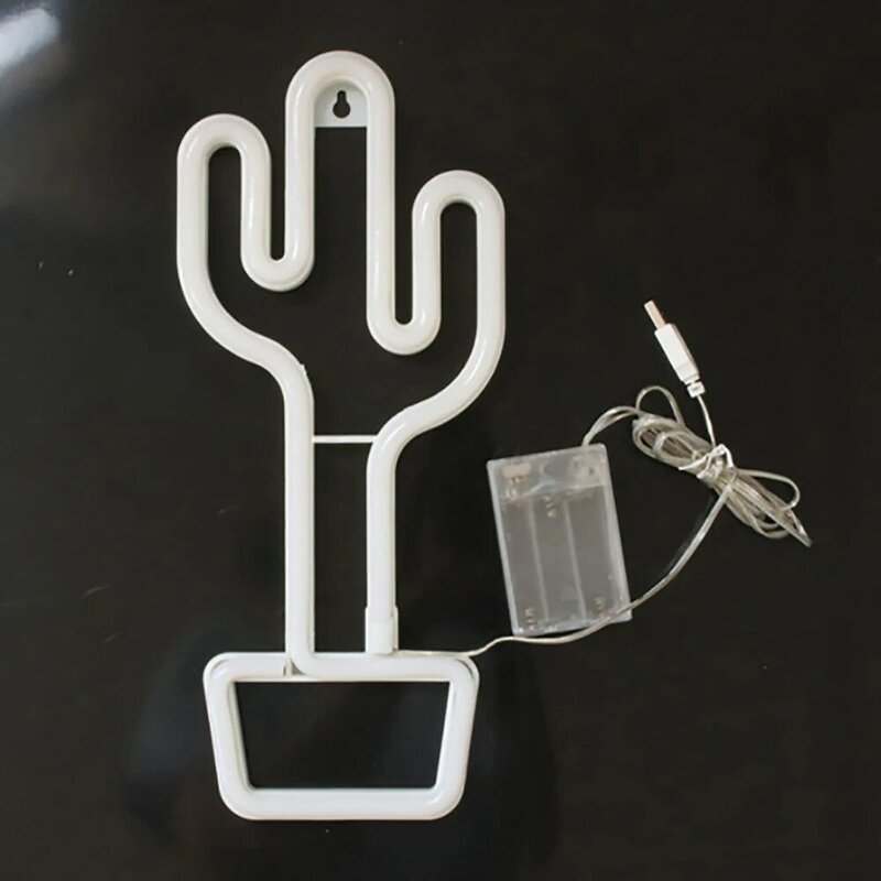 KOKEKA-Cactus en maceta con luz Led de neón alimentada por batería/USB, lámpara bonita para dormitorio, decoración de fiesta, regalo de vacaciones, Fondo de foto