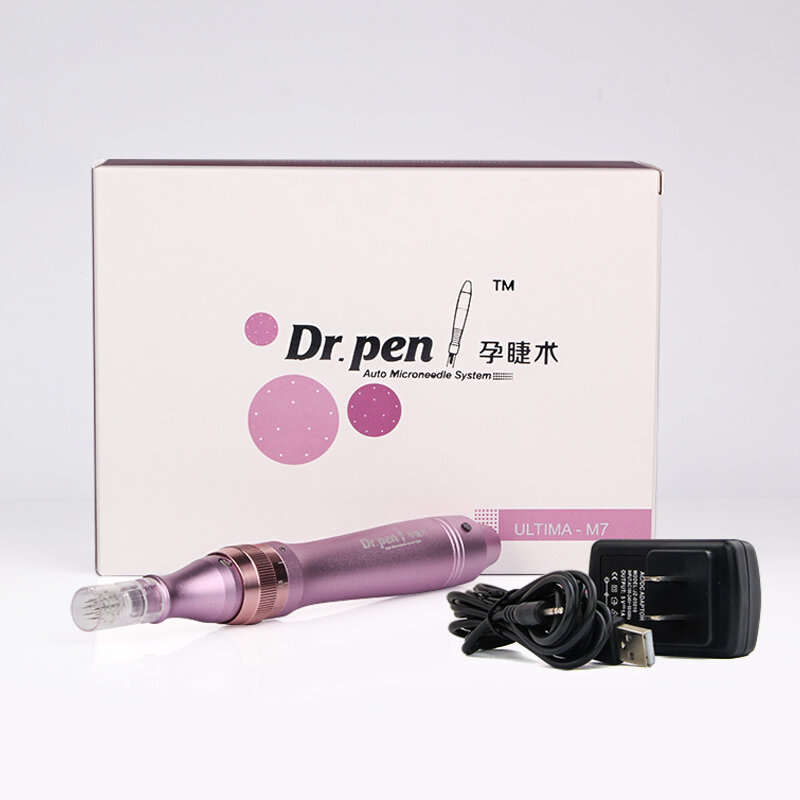 Dr. caneta ultima m7 com 2 agulhas dos pces micro máquina de needling derma caneta microneedle cartuchos de terapia agulhas ferramenta de cuidados com a pele