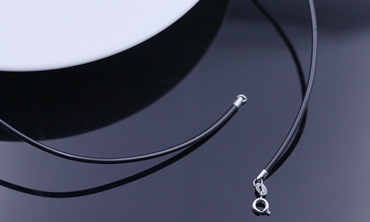 Czarny łańcuszek ze skóry PU 925 Sterling srebrna zapinka skórzany sznur biżuteria srebrna