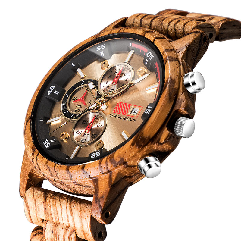 Персонализированные зебрано деревянные часы Для мужчин Relogio Masculino лучший бренд класса люкс с хронографом армейские часы Юбилей подарок для ...