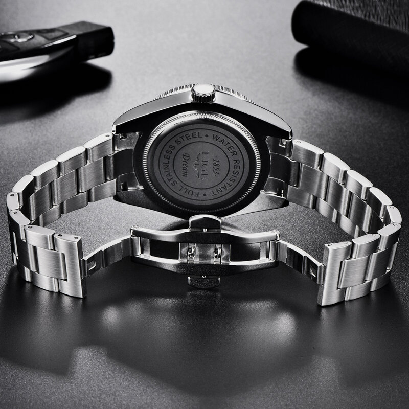 LIGE Männer Uhr Edelstahl Quarz Armbanduhr Wasserdichte Männliche Uhr Luxus Leuchtende Business Uhr für Männer Relogio Masculino