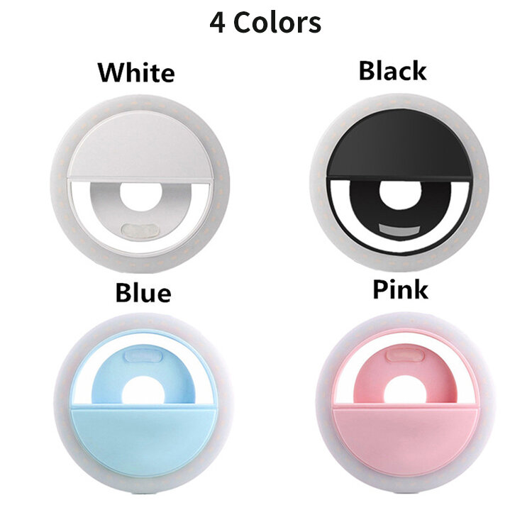 Anillo de luz LED con 3 niveles de brillo para teléfono móvil, minilente de carga USB para selfis, maquillaje, novedad